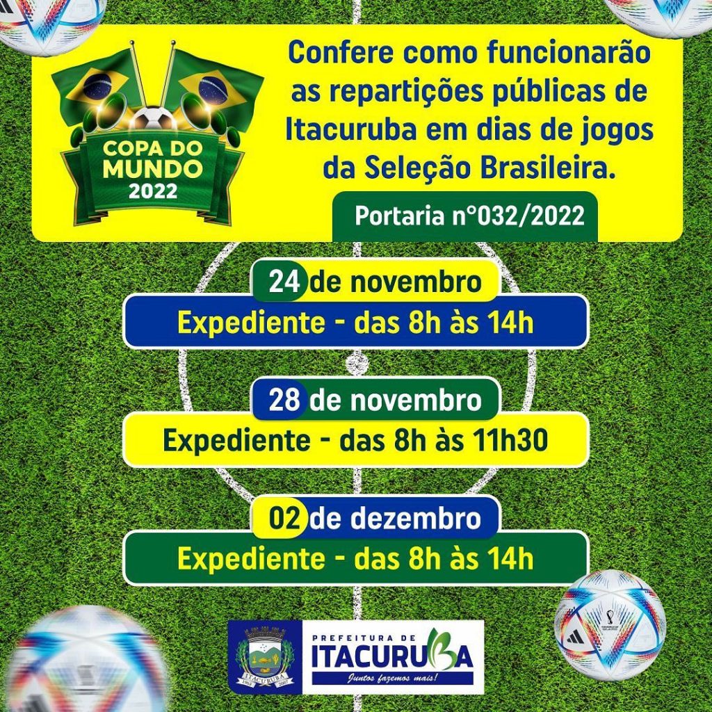 TABELA DA COPA DO MUNDO: Confira os dias dos jogos do Brasil, todos os  jogos de hoje da copa do mundo 